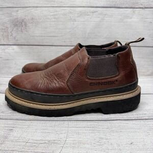 Chinook Workhorse Romeo size 9 WIDE Brown Leather Slip On Loafers Work Shoes
